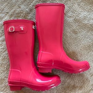 Hot Pink Hunter Kids Original Gloss Rain Boots- New